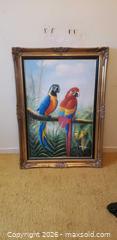 MaxSold Auction: Framed Tropical Parrot Painting – Ornate Gold Frame  - Toronto (Ontario, Canada) SELLER MANAGED Estate Sale Online Auction - Bridgeland Avenue (STORAGE)