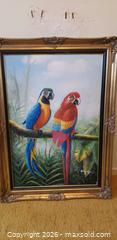 MaxSold Auction: Framed Tropical Parrot Painting – Ornate Gold Frame  - Toronto (Ontario, Canada) SELLER MANAGED Estate Sale Online Auction - Bridgeland Avenue (STORAGE)