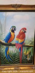 MaxSold Auction: Framed Tropical Parrot Painting – Ornate Gold Frame  - Toronto (Ontario, Canada) SELLER MANAGED Estate Sale Online Auction - Bridgeland Avenue (STORAGE)