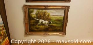 MaxSold Auction: Framed Vintage Hunting Dog Landscape Painting  - Toronto (Ontario, Canada) SELLER MANAGED Estate Sale Online Auction - Bridgeland Avenue (STORAGE)