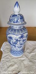 MaxSold Auction: Large Chinese-Style Blue & White Porcelain Lidded Jar, Fish Motif - Toronto (Ontario, Canada) SELLER MANAGED Estate Sale Online Auction - Bridgeland Avenue (STORAGE)