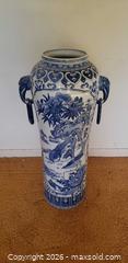 MaxSold Auction: Large Chinese Blue & White Porcelain Vase/ Elephant Handles, Bird & Floral Mot - Toronto (Ontario, Canada) SELLER MANAGED Estate Sale Online Auction - Bridgeland Avenue (STORAGE)