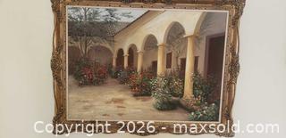 MaxSold Auction: Large Framed Courtyard Garden Oil Painting – Ornate Gilt Frame - Toronto (Ontario, Canada) SELLER MANAGED Estate Sale Online Auction - Bridgeland Avenue (STORAGE)