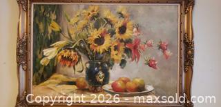 MaxSold Auction: Large Framed Floral Still Life Oil Painting, Signed – Sunflowers & Fruit - Toronto (Ontario, Canada) SELLER MANAGED Estate Sale Online Auction - Bridgeland Avenue (STORAGE)