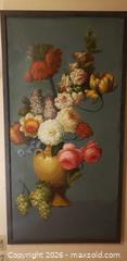 MaxSold Auction: Large Framed Floral Still Life Painting with Urn and Fruit - Toronto (Ontario, Canada) SELLER MANAGED Estate Sale Online Auction - Bridgeland Avenue (STORAGE)