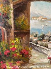 MaxSold Auction: Large Framed Hand-Painted Oil on Canvas — Mediterranean Village Scene, In the Style of Pai - Toronto (Ontario, Canada) SELLER MANAGED Estate Sale Online Auction - Bridgeland Avenue (STORAGE)