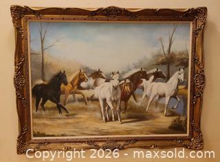 MaxSold Auction: Large Framed Horse Landscape Painting – Ornate Frame - Toronto (Ontario, Canada) SELLER MANAGED Estate Sale Online Auction - Bridgeland Avenue (STORAGE)