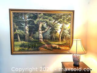 MaxSold Auction: Large Framed Landscape Painting – Forest Scene with Trees & Path - Toronto (Ontario, Canada) SELLER MANAGED Estate Sale Online Auction - Bridgeland Avenue (STORAGE)