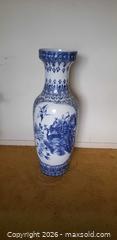 MaxSold Auction: Large "Palace Size" Blue and White Porcelain Floor Vase with Peacock & Crane Motif  - Toronto (Ontario, Canada) SELLER MANAGED Estate Sale Online Auction - Bridgeland Avenue (STORAGE)