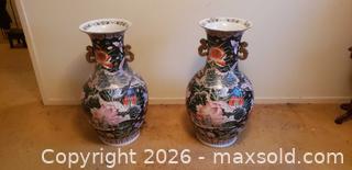 MaxSold Auction: Pair of Large Decorative Chinese-Style Floor Vases with Floral & Butterfly Motifs  - Toronto (Ontario, Canada) SELLER MANAGED Estate Sale Online Auction - Bridgeland Avenue (STORAGE)