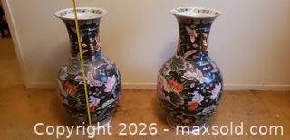 MaxSold Auction: Pair of Large Decorative Chinese-Style Floor Vases with Floral & Butterfly Motifs  - Toronto (Ontario, Canada) SELLER MANAGED Estate Sale Online Auction - Bridgeland Avenue (STORAGE)