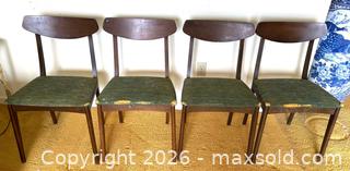 MaxSold Auction: Set of 4 Mid-Century Modern Dining Chairs, Teak Wood w/ Green Upholstery - Toronto (Ontario, Canada) SELLER MANAGED Estate Sale Online Auction - Bridgeland Avenue (STORAGE)
