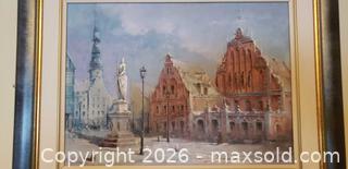 MaxSold Auction: Signed Framed European Town Square Painting with Architectural Scene - Toronto (Ontario, Canada) SELLER MANAGED Estate Sale Online Auction - Bridgeland Avenue (STORAGE)