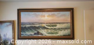 MaxSold Auction: Signed Framed Seascape Painting with Crashing Waves - Toronto (Ontario, Canada) SELLER MANAGED Estate Sale Online Auction - Bridgeland Avenue (STORAGE)