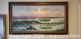 MaxSold Auction: Signed Framed Seascape Painting with Crashing Waves - Toronto (Ontario, Canada) SELLER MANAGED Estate Sale Online Auction - Bridgeland Avenue (STORAGE)