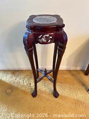 MaxSold Auction: Tall Chinese Rosewood Carved Plant Stand with Marble Insert - Toronto (Ontario, Canada) SELLER MANAGED Estate Sale Online Auction - Bridgeland Avenue (STORAGE)