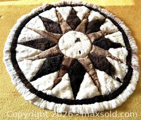 MaxSold Auction: Vintage Handmade Peruvian Alpaca Fur Round Rug - Starburst/Mosaic Sun Design Description - Toronto (Ontario, Canada) SELLER MANAGED Estate Sale Online Auction - Bridgeland Avenue (STORAGE)