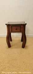 MaxSold Auction: Wood One-Drawer Accent / Side Table with Curved Legs - Toronto (Ontario, Canada) SELLER MANAGED Estate Sale Online Auction - Bridgeland Avenue (STORAGE)