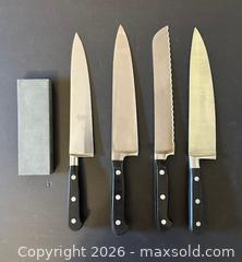 MaxSold Auction: Assorted Chef & Bread Knives (J.A. Henckels & Sabatier) & Sharpening Stone - Lot of 5 - Toronto (Ontario, Canada) SELLER MANAGED Downsizing Online Auction - Logan Avenue