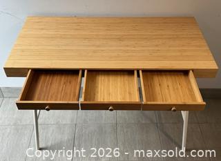 MaxSold Auction: IKEA Lillasen Bamboo Desk - 40 x 19 x 27 inches - Toronto (Ontario, Canada) SELLER MANAGED Downsizing Online Auction - Logan Avenue