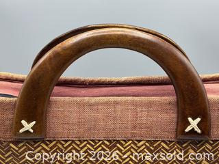 MaxSold Auction: Retro-Boho Rattan Purse with Wood Handles - Toronto (Ontario, Canada) SELLER MANAGED Downsizing Online Auction - Logan Avenue