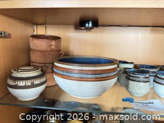MaxSold Auction: Assorted Handmade Speckled Stoneware Bowls, Mugs & Pitchers - Cambridge (Massachusetts, USA) PARTNER MANAGED Estate Sale Online Auction - Creighton Street                  