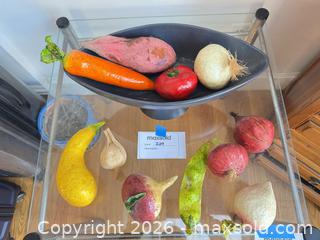 MaxSold Auction: Black Ceramic Decorative Centerpiece with Paper Mache Fruit - Cambridge (Massachusetts, USA) PARTNER MANAGED Estate Sale Online Auction - Creighton Street                  