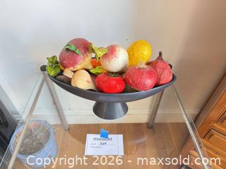 MaxSold Auction: Black Ceramic Decorative Centerpiece with Paper Mache Fruit - Cambridge (Massachusetts, USA) PARTNER MANAGED Estate Sale Online Auction - Creighton Street                  