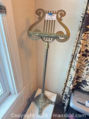 MaxSold Auction: Brass Lyre-Style Floor Music Stand  - Cambridge (Massachusetts, USA) PARTNER MANAGED Estate Sale Online Auction - Creighton Street                  
