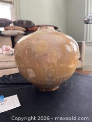 MaxSold Auction: Decorative Round Stoneware Vase, Tan Crystalline Glaze - Cambridge (Massachusetts, USA) PARTNER MANAGED Estate Sale Online Auction - Creighton Street                  