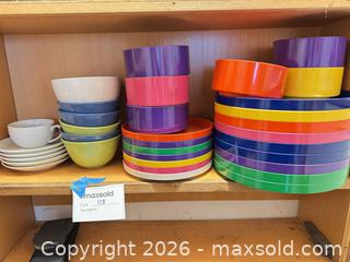 MaxSold Auction: Mixed Multi-Color Dishware Lot — Plastic Plates, Bowls, Cups, Saucers - Cambridge (Massachusetts, USA) PARTNER MANAGED Estate Sale Online Auction - Creighton Street                  