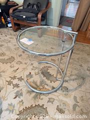 MaxSold Auction: Round Glass Top Chrome Accent Table - Cambridge (Massachusetts, USA) PARTNER MANAGED Estate Sale Online Auction - Creighton Street                  