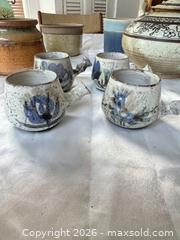 MaxSold Auction: Stoneware Tea Set with Teapot, 4 Cups and 3 Planters - Cambridge (Massachusetts, USA) PARTNER MANAGED Estate Sale Online Auction - Creighton Street                  