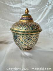 MaxSold Auction: Thai Gilt Porcelain Lidded Bowl with Rattan Basket - Cambridge (Massachusetts, USA) PARTNER MANAGED Estate Sale Online Auction - Creighton Street                  