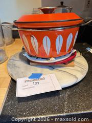 MaxSold Auction: Vintage 1960's Orange Casserole Catherineholm of Norway Pot with Lid and 3 Trivets - Cambridge (Massachusetts, USA) PARTNER MANAGED Estate Sale Online Auction - Creighton Street                  