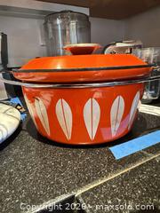 MaxSold Auction: Vintage 1960's Orange Casserole Catherineholm of Norway Pot with Lid and 3 Trivets - Cambridge (Massachusetts, USA) PARTNER MANAGED Estate Sale Online Auction - Creighton Street                  