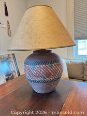 MaxSold Auction: Vintage Dark Brown Wood Drop Leaf Table with Ceramic Lamp - Cambridge (Massachusetts, USA) PARTNER MANAGED Estate Sale Online Auction - Creighton Street                  