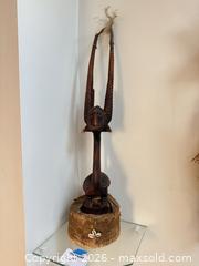 MaxSold Auction: West African Hardwood Tribal Sculpture with Raffia Hair - Cambridge (Massachusetts, USA) PARTNER MANAGED Estate Sale Online Auction - Creighton Street                  