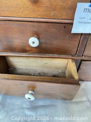 MaxSold Auction: Wood Apothecary Cabinet with 6 Drawers and White Ceramic Knobs - Cambridge (Massachusetts, USA) PARTNER MANAGED Estate Sale Online Auction - Creighton Street                  