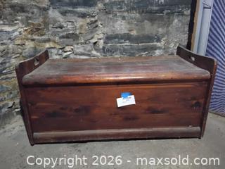 MaxSold Auction: Wooden Blanket Storage Chest with Wicker Picnic Case - Cambridge (Massachusetts, USA) PARTNER MANAGED Estate Sale Online Auction - Creighton Street                  