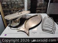 MaxSold Auction: Wooden Serving Bowl with Stainless Fish Poacher - Cambridge (Massachusetts, USA) PARTNER MANAGED Estate Sale Online Auction - Creighton Street                  