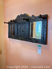 MaxSold Auction: Carved Ornate Wall-Mounted Coat Rack with Mirror & Shelf - Toronto (Ontario, Canada) Downsizing Online Auction - Cross Street