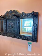 MaxSold Auction: Carved Ornate Wall-Mounted Coat Rack with Mirror & Shelf - Toronto (Ontario, Canada) Downsizing Online Auction - Cross Street