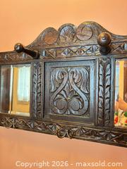MaxSold Auction: Carved Ornate Wall-Mounted Coat Rack with Mirror & Shelf - Toronto (Ontario, Canada) Downsizing Online Auction - Cross Street