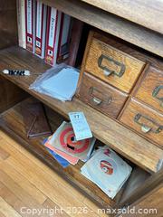 MaxSold Auction: Wood Index Card Holder,  45 RPM Singles & Cassette Tapes B - Toronto (Ontario, Canada) Downsizing Online Auction - Cross Street