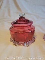 MaxSold Auction: Lidded cranberry glass candy dishes  - Toronto (Ontario, Canada) SELLER MANAGED Estate Sale Online Auction - Amelia Street