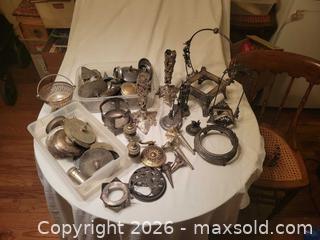 MaxSold Auction: Mixed lot of silverplate, bronze, brass, pewter lids stands, and miscellaneous metal parts - Toronto (Ontario, Canada) SELLER MANAGED Estate Sale Online Auction - Amelia Street