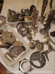MaxSold Auction: Mixed lot of silverplate, bronze, brass, pewter lids stands, and miscellaneous metal parts - Toronto (Ontario, Canada) SELLER MANAGED Estate Sale Online Auction - Amelia Street