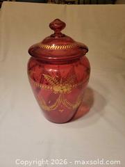 MaxSold Auction: Moser Czechia cranberry glass jar - Toronto (Ontario, Canada) SELLER MANAGED Estate Sale Online Auction - Amelia Street