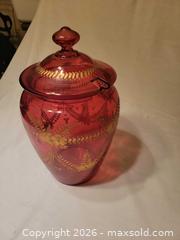 MaxSold Auction: Moser Czechia cranberry glass jar - Toronto (Ontario, Canada) SELLER MANAGED Estate Sale Online Auction - Amelia Street